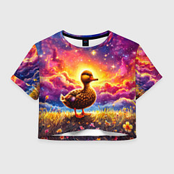 Футболка 3D укороченная женская Космическая уточка, цвет: 3D-принт