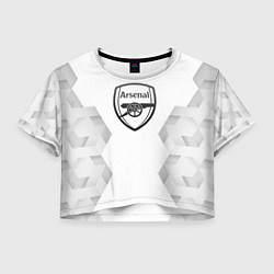 Футболка 3D укороченная женская Arsenal white poly, цвет: 3D-принт