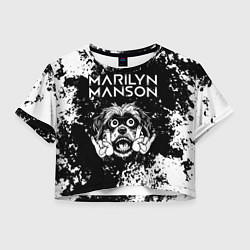 Футболка 3D укороченная женская Marilyn Manson рок пес, цвет: 3D-принт