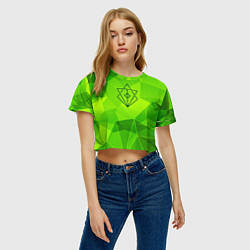 Футболка 3D укороченная женская In Flames green poly, цвет: 3D-принт — фото 2