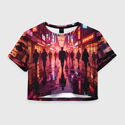 Футболка 3D укороченная женская Вечерний мегаполис, цвет: 3D-принт