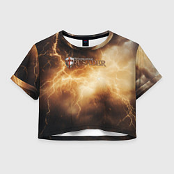 Футболка 3D укороченная женская Stronghold сrusader лого и гром, цвет: 3D-принт