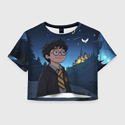 Футболка 3D укороченная женская Довольный Гарри Поттер, цвет: 3D-принт