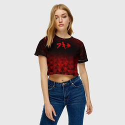 Футболка 3D укороченная женская Akira red poly, цвет: 3D-принт — фото 2