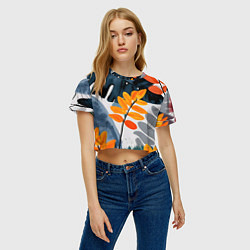Футболка 3D укороченная женская Контрастные листья, цвет: 3D-принт — фото 2