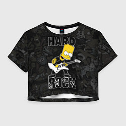 Футболка 3D укороченная женская Hard Rock барт симпсон, цвет: 3D-принт