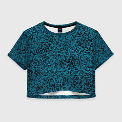 Футболка 3D укороченная женская Чёрно-голубой текстура точки, цвет: 3D-принт
