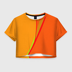 Футболка 3D укороченная женская Оранжевый с красным абстрактный с текстурой, цвет: 3D-принт