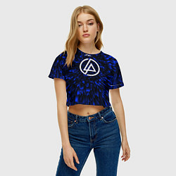 Футболка 3D укороченная женская Linkin Park blue energy, цвет: 3D-принт — фото 2