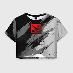 Футболка 3D укороченная женская Dota 2 - монохромный серый, цвет: 3D-принт