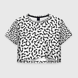 Футболка 3D укороченная женская Следы, цвет: 3D-принт