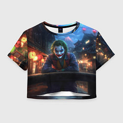Футболка 3D укороченная женская Джокер за барной стойкой, цвет: 3D-принт