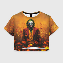 Футболка 3D укороченная женская Джокер в поле цветов, цвет: 3D-принт
