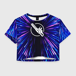 Футболка 3D укороченная женская Chainsaw Man neon energy, цвет: 3D-принт