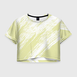 Футболка 3D укороченная женская The color is white and yellow, цвет: 3D-принт