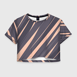 Футболка 3D укороченная женская Перламутровый серый полосы, цвет: 3D-принт