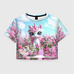 Женский топ Единорожка в цветочках