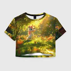 Женский топ Единорог в летнем лесу