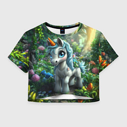 Женский топ Единорожка в зеленом лесу