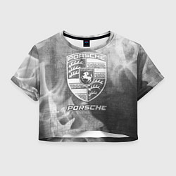 Футболка 3D укороченная женская Porsche - grey gradient, цвет: 3D-принт