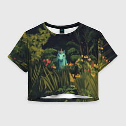 Футболка 3D укороченная женская Голубая единорожка, цвет: 3D-принт