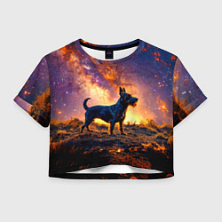 Женский топ Скотч-терьер в космосе