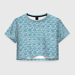 Футболка 3D укороченная женская Бело-синий текстурный, цвет: 3D-принт