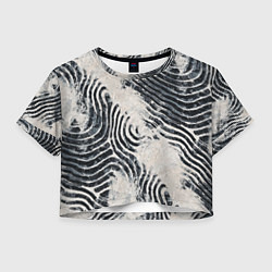 Футболка 3D укороченная женская Текстура гранж - абстрактные линии, цвет: 3D-принт
