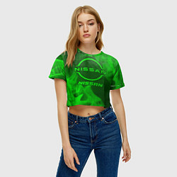 Футболка 3D укороченная женская Nissan - green gradient, цвет: 3D-принт — фото 2