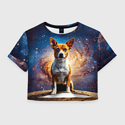 Футболка 3D укороченная женская Басенджи в космосе, цвет: 3D-принт
