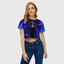 Футболка 3D укороченная женская Pink Floyd neon energy, цвет: 3D-принт — фото 2