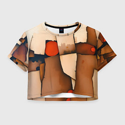 Футболка 3D укороченная женская Фрагментированная композиция, цвет: 3D-принт