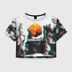 Футболка 3D укороченная женская Minecraft glitch, цвет: 3D-принт