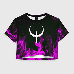 Футболка 3D укороченная женская Quake fire neon, цвет: 3D-принт