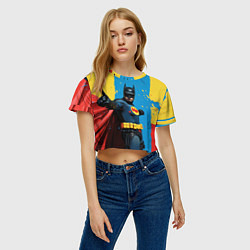 Футболка 3D укороченная женская Бэтмен предупреждает, цвет: 3D-принт — фото 2