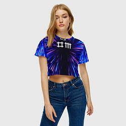 Футболка 3D укороченная женская Depeche Mode neon energy, цвет: 3D-принт — фото 2