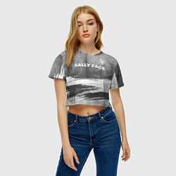 Футболка 3D укороченная женская Sally Face - grey gradient посередине, цвет: 3D-принт — фото 2