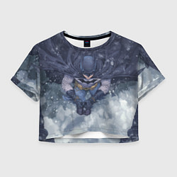 Футболка 3D укороченная женская Бэтмен на фоне снегопада, цвет: 3D-принт