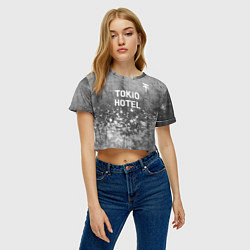 Футболка 3D укороченная женская Tokio Hotel - grey gradient посередине, цвет: 3D-принт — фото 2