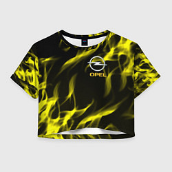 Футболка 3D укороченная женская Opel огненный стиль, цвет: 3D-принт