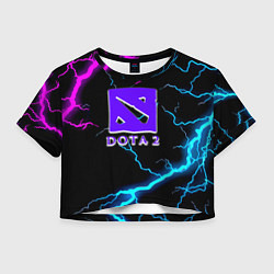 Футболка 3D укороченная женская Dota неоновый шторм, цвет: 3D-принт
