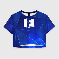 Футболка 3D укороченная женская Fortnite blue poly, цвет: 3D-принт