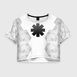 Футболка 3D укороченная женская Red Hot Chili Peppers white poly, цвет: 3D-принт