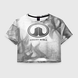 Футболка 3D укороченная женская Great Wall - white gradient, цвет: 3D-принт