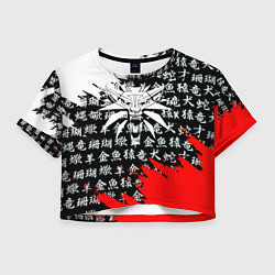 Футболка 3D укороченная женская Ведьмак япония краски, цвет: 3D-принт