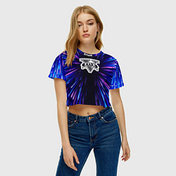 Футболка 3D укороченная женская GTA neon energy, цвет: 3D-принт — фото 2