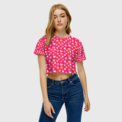 Футболка 3D укороченная женская Skzoo pattern pink, цвет: 3D-принт — фото 2