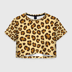 Футболка 3D укороченная женская Паттерн с пятнами леопарда, цвет: 3D-принт