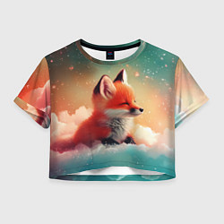 Женский топ Милый лисенок спит на облаке