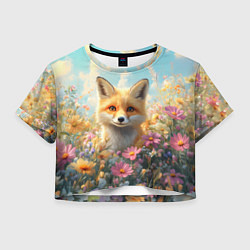 Женский топ Лиса в цветочном поле